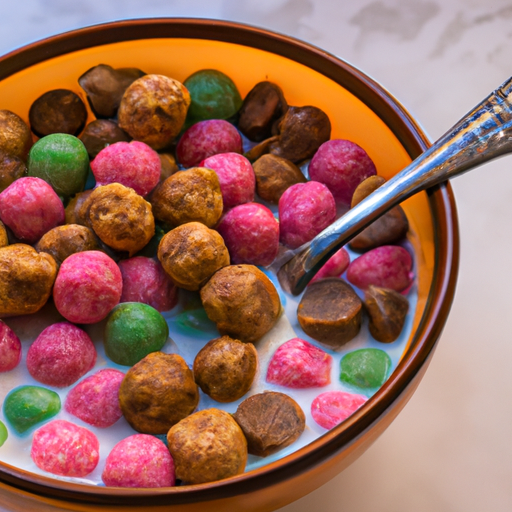 A bowl of colorful energy balls with a spoon.