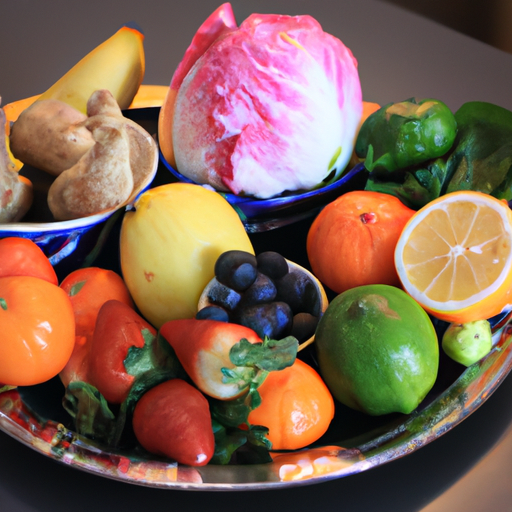 A colorful plate of fresh fruits and vegetables.