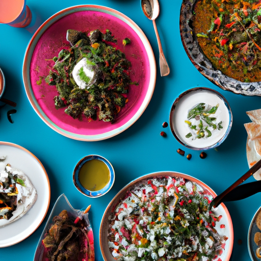 A colorful meal plate with multiple items on it, arranged in a pleasing pattern.